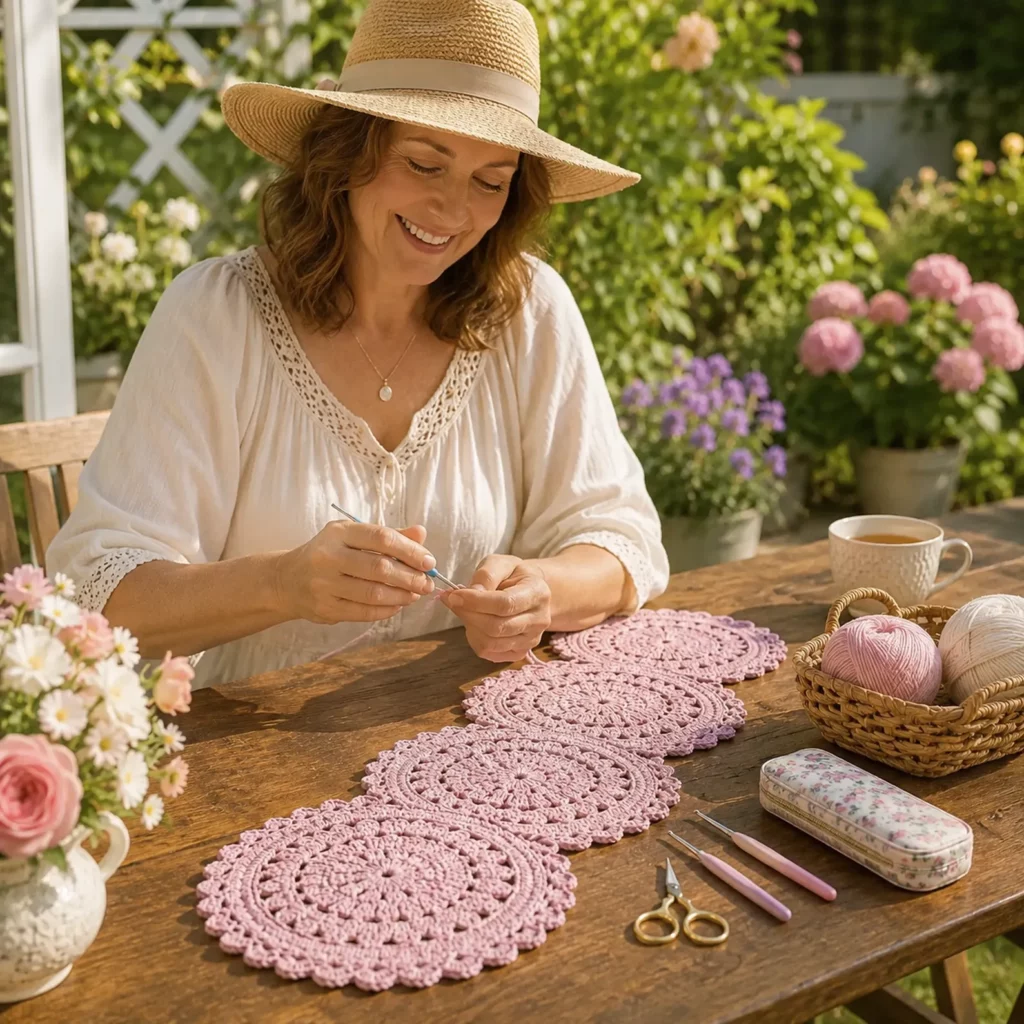 Elegant Round Medallion Table Runner Crochet Pattern (Free)- Connected Doily Circles With Scalloped Edge 1_result