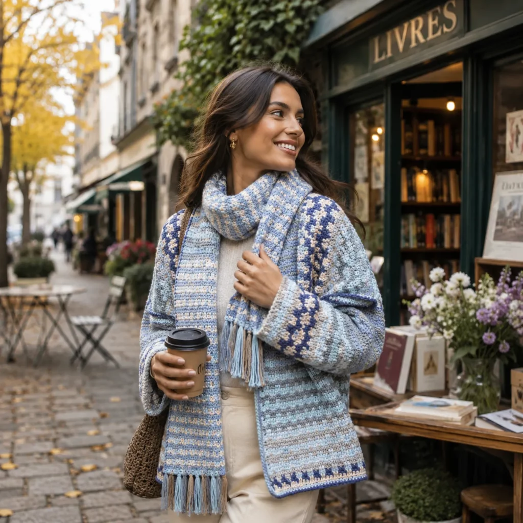 Elegant Crochet Poncho with Integrated Scarf Pattern (Free)- A Stylish and Cozy Layering Piece 2_result
