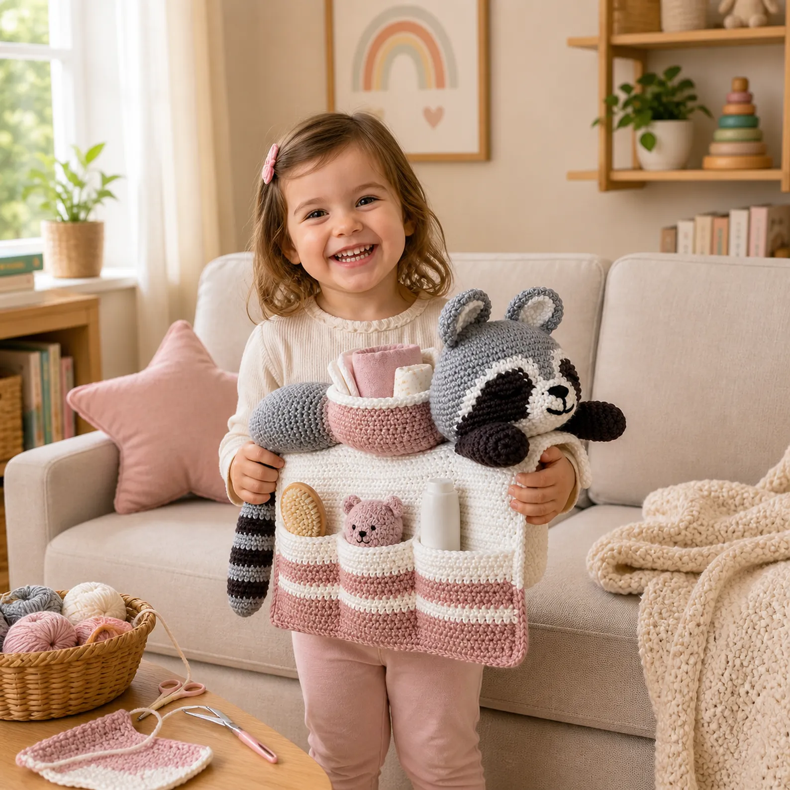 Raccoon Armrest Organizer Crochet Pattern
