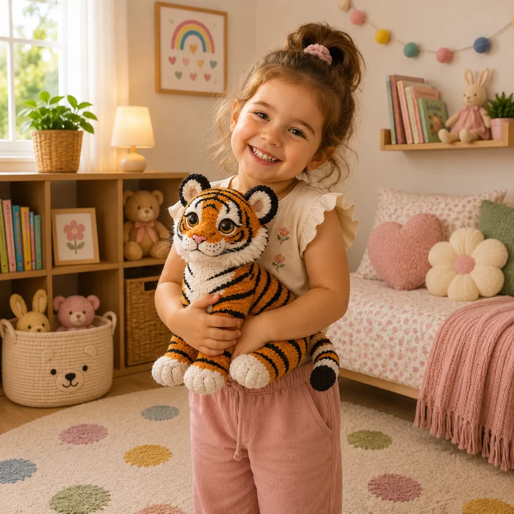 Crochet Tiger Cub Amigurumi Crochet Pattern With Cute Stripes, White Muzzle, and Big Paws_result